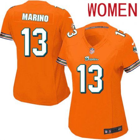 Women Miami Dolphins #13 Dan Marino Nike Orange Game NFL Jersey